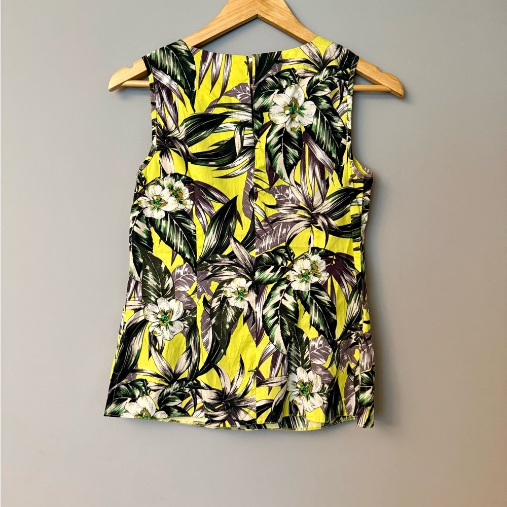 Dorothy Perkins Sleeveless Yellow Tropical Print Tank Top Bright Vacation Resort - Picture 5 of 8
